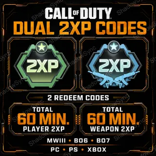 🔥 Call of Duty CoD MW3, BO6, BO7 & Warzone | 60 Min Double Player XP + 60 Min Double WXP | 2 Dual 2XP Redeem Codes | PC PS Xbox
