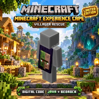 🔥 Minecraft Experience Cape Code | Villager Rescue Limited Edition | Half-Zombie Half-Villager | Java + Bedrock 