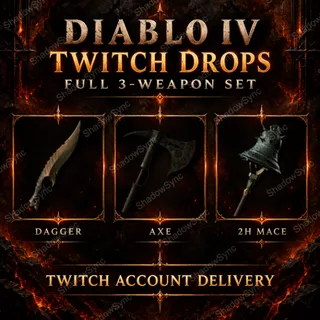 🔥 Diablo IV D4 BlizzCon 2026 Twitch Drops | Serrated Skean (Dagger) + Corroded Cleaver (Axe) + Tintinnabulation (2H Mace)