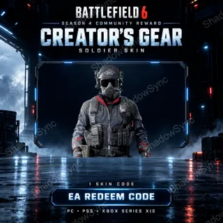 🔥 Battlefield 6 BF6 S4 Creator's Gear Soldier Skin Code | Twitch Community Reward | PC PS5 Xbox Series X|S | EA Redeem Code
