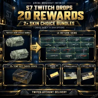 🔥 Arena Breakout Infinite ABI S7 Twitch Drops | 20 Rewards | 2 Skin Choice Bundles (14 Skin Options) + 15 Key Boxes | PC