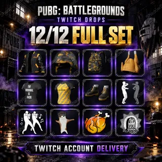 PUBG Battlegrounds Twitch Drops | 12/12 Full Set | PUBG Creed Backpack Lv.2 + Helmet Lv.2 + Winner Winner Hat + Varsity Jacket