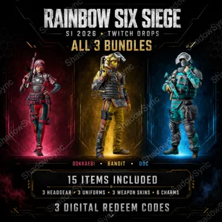 Rainbow Six Siege X R6S Twitch Drop | SI 2026 | 15 Items | Dokkaebi Bandit Doc | Weapon Skins Headgear Uniform Charms | 3 Codes