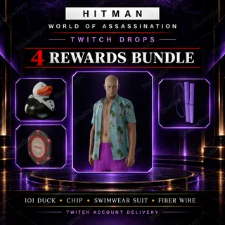 🔥 HITMAN World of Assassination WOA Twitch Drops | IOI Showcase Duck + Casino Chip + Purple Streak Swimwear Suit + Fiber Wire