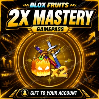 🔥 Blox Fruits 2x Mastery Gamepass | Double Mastery EXP | Fruit Sword Gun Fighting Style | In-Game Gift via Roblox Username