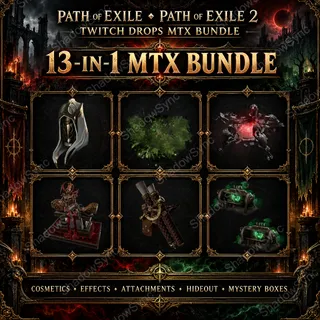 Path of Exile 2 POE2 Twitch Drops | 13 MTX Bundle | Lightbringer Hood + 2x Allflame Boxes + Arbiter Waypoint + Wild Footprints