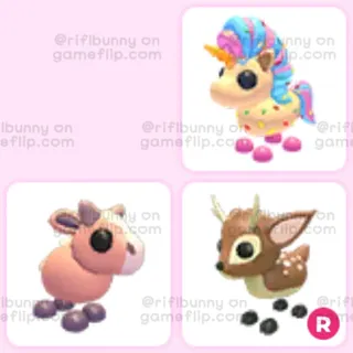 adopt me pet bundle - r fallow deer , moose calf , candicorn