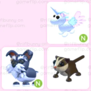 adopt me pet bundle - n mini schnauzer , sugar glider , n alicorn