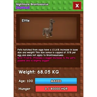 Huge Semi titan bronto 15% with age 125 and hyperhunger or venom