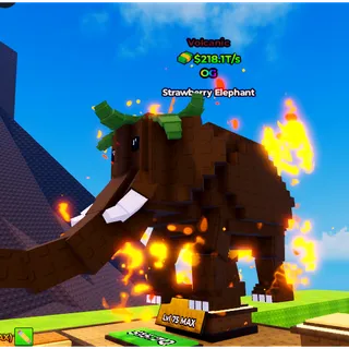 ⭐ Volcanic Strawberry Elephant ⭐ | (218.1T/s) | Max Level | Kick a Lucky Block
