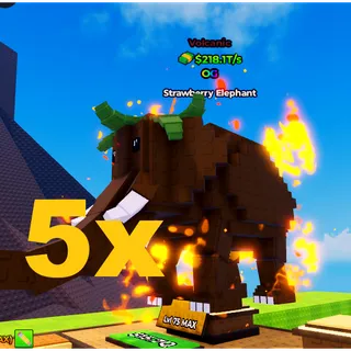 ⭐ 5X Volcanic Strawberry Elephant ⭐ | (218.1T/s) | Max Level | Kick a Lucky Block