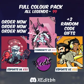 Brawlhalla 99 Color Bundle 33x Each (V5, CCV2, V6) for All Legends | Half Legends Pack