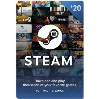 $20.00 STEAM GIFT CARD 🇺🇸 Auto Delivery