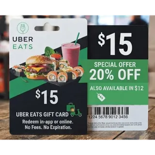 $15.00 USD Uber Eats 20% discount