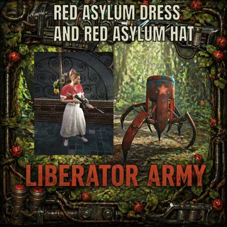 RED ASYLUM DRESS AND RED ASYLUM HAT