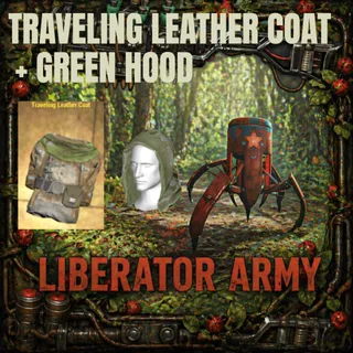 TRAVELING LEATHER COAT + GREEN HOOD