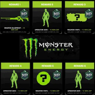 Monster Energy Full Set 6 Codes