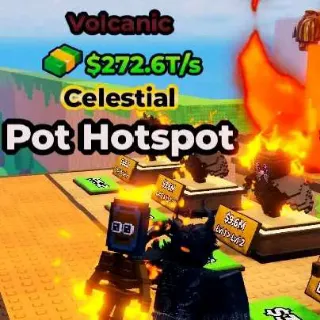 5x VOLCANIC Pot Hotspot 272.6T/s (Max Lvl) - Kick A Lucky Block