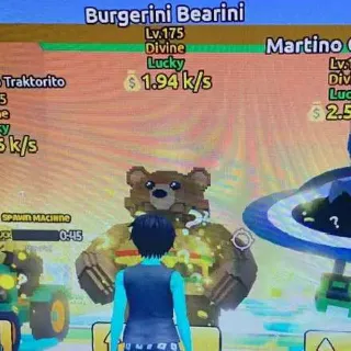 LUCKY Burgerini Bearini  1.9k/s ( Max Lvl 175 ) - Escape Tsunami For Brainrots