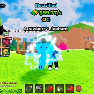 ELECTRIFIED Strawberry Elephant 99.7T/s (Max Lvl) - Kick A Lucky Block