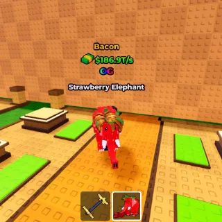 5x BACON Strawberry Elephant 186.9T/s (Max Lvl) - Kick A Lucky Block