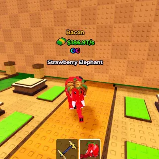 BACON Strawberry Elephant 186.9T/s (Max Lvl) - Kick A Lucky Block