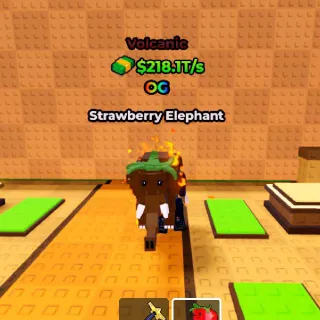 VOLCANIC Strawberry Elephant 218.1T/s (Max Lvl) - Kick A Lucky Block