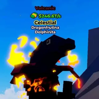 10x VOLCANIC Dragonfrutina Dolphinita 246.6T/s (Max Lvl) - Kick A Lucky Block
