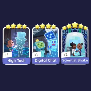 High Tech 4⭐ + Digital Chat 4⭐ Scientist Shake 5⭐- Monopoly Go Stickers