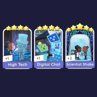 High Tech 4⭐ + Digital Chat 4⭐ Scientist Shake 5⭐- Monopoly Go Stickers