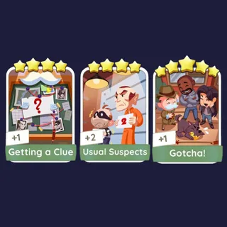 Getting a Clue 4⭐ + Usual Suspects 4⭐ Gotcha! 5⭐- Monopoly Go Stickers