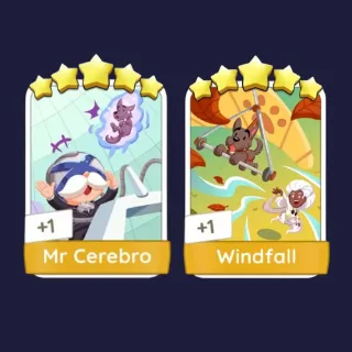 Mr Cerebro 5⭐ + Windfall 5⭐ - Monopoly Go Stickers