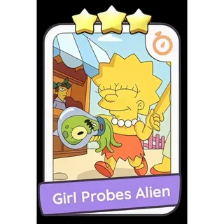 Girl Probes Alien 3⭐ Monopoly Go Sticker