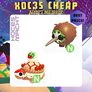 Neon Strawberry Tortle & Kiwi Kiwi