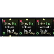 3x Shiny Big Colossal Squid Fisch