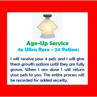 age-up service - 4x pets ultra rare 