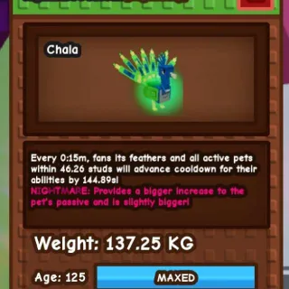 GODLY NIGHTMARE PEACOCK [137.25kg] Max Lvl 125 + FREE GODLY Pig (Huge, Titanic, Godly, Colossal)