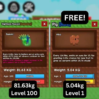 CHEAP TITANIC NIGHTMARE PEACOCK [81.63kg | 15s CD] + FREE HUGE Pig (Huge, Titanic, Godly, Colossal) SALE/DISCOUNT