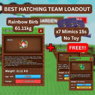 HUGE JUMBO RBH BIRB[20.28 multi] + x7 15s Mimics No Toys + FREE COLOSSAL ORANGUTAN & 15s PEACOCK