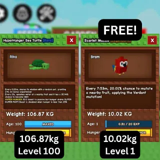 COLOSSAL HYPERHUNGER SEA TURTLE + FREE COLOSSAL Scarlet Macaw