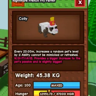 Ssmi-Huge Nightmare French Fry Ferret [45.38kg - 20m] Max Lvl