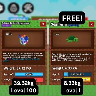 HUGE RAINBOW RAINBOW DILOPHOSAURUS [39.32kg] + FREE HUGE Sea Turtle (Huge, Titanic, Godly, Colossal)