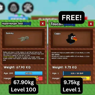 HUGE HYPERHUNGER SEAL [67.90kg | 4.70% Passive] + FREE GODLY Toucan
