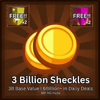 3 Billion Sheckles + FREE x2 Rainbow Seed & x2 Gold Seed | Grow a Garden 2