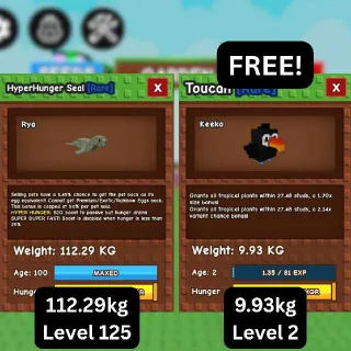 COLOSSAL HYPERHUNGER SEAL [112.29kg | 6.45% Passive] + FREE GODLY Toucan
