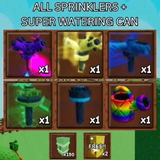 ALL Sprinklers + x150 Bamboo + Super Watering Can + FREE x2 Gold Seed | Grow a Garden 2