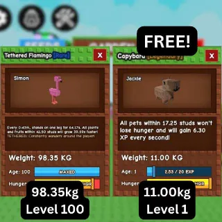 GODLY TETHERED FLAMINGO [98.35kg] + FREE GODLY Capybara (Huge, Titanic, Godly, Colossal)