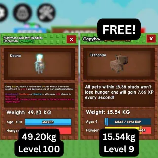 HUGE NIGHTMARE GHOSTLY HEADLESS HORSEMAN [49.20kg | 24% chance] + FREE GODLY Capybara (Huge, Titanic, Godly, Colossal)