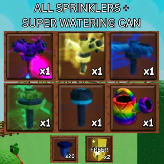 ALL Sprinklers + x20 Mushroom + Super Watering Can + FREE x2 Gold Seed | Grow a Garden