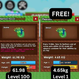 CHEAP HUGE NIGHTMARE PEACOCK [61.98kg] + FREE SEMI-HUGE PEACOCK (Huge, Titanic, Godly, Colossal) SALE/DISCOUNT